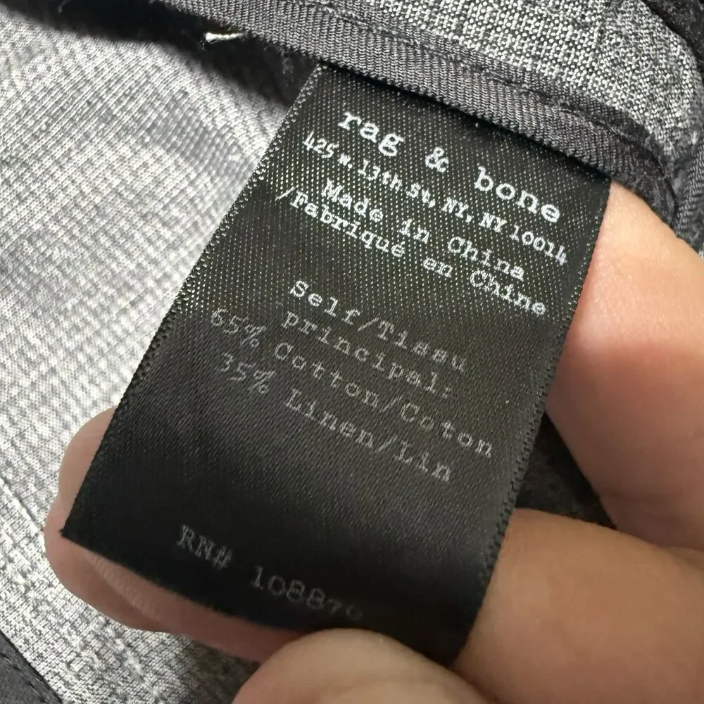 Rag & Bone Men 42R Gray Micro Check Cotton Linen Blazer Sport Coat Jacket